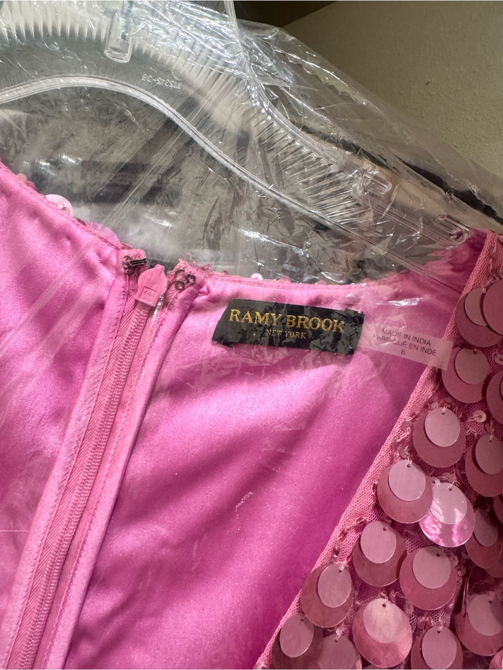 Ramy Brook Pink Sequined Plunge Mini Dress - Picture 5 of 7